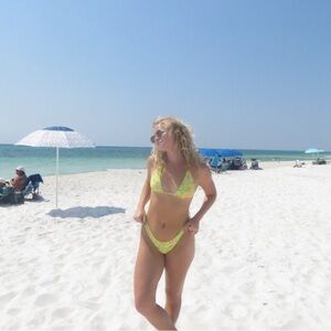 Kulani kinis neon green halter tie bikini